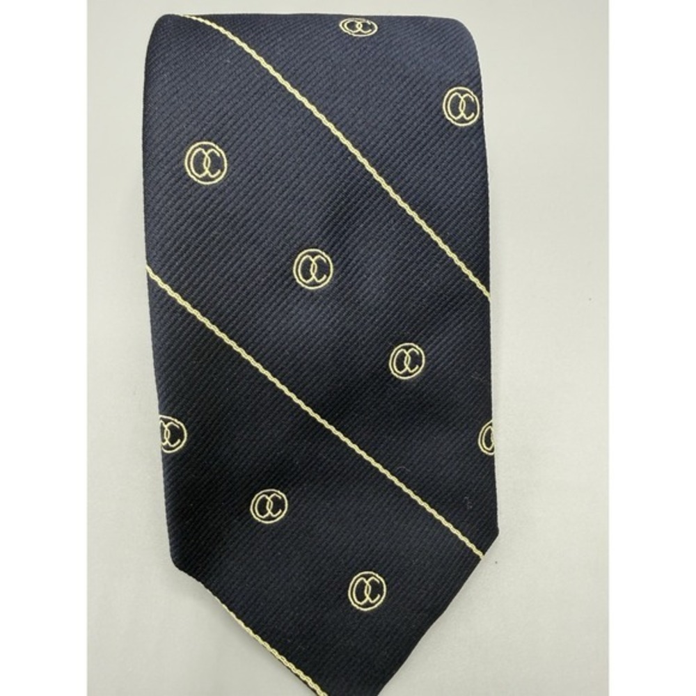 Chipp New Haven Custom Ivy League‎ Style Navy Blue Patterned Vintage Print Tie
